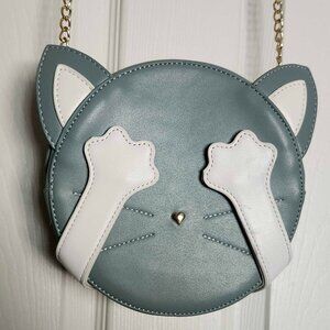 Shy Cat Crossbody Bag w/ Gold Chain Strap